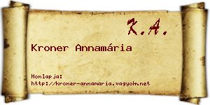 Kroner Annamária névjegykártya